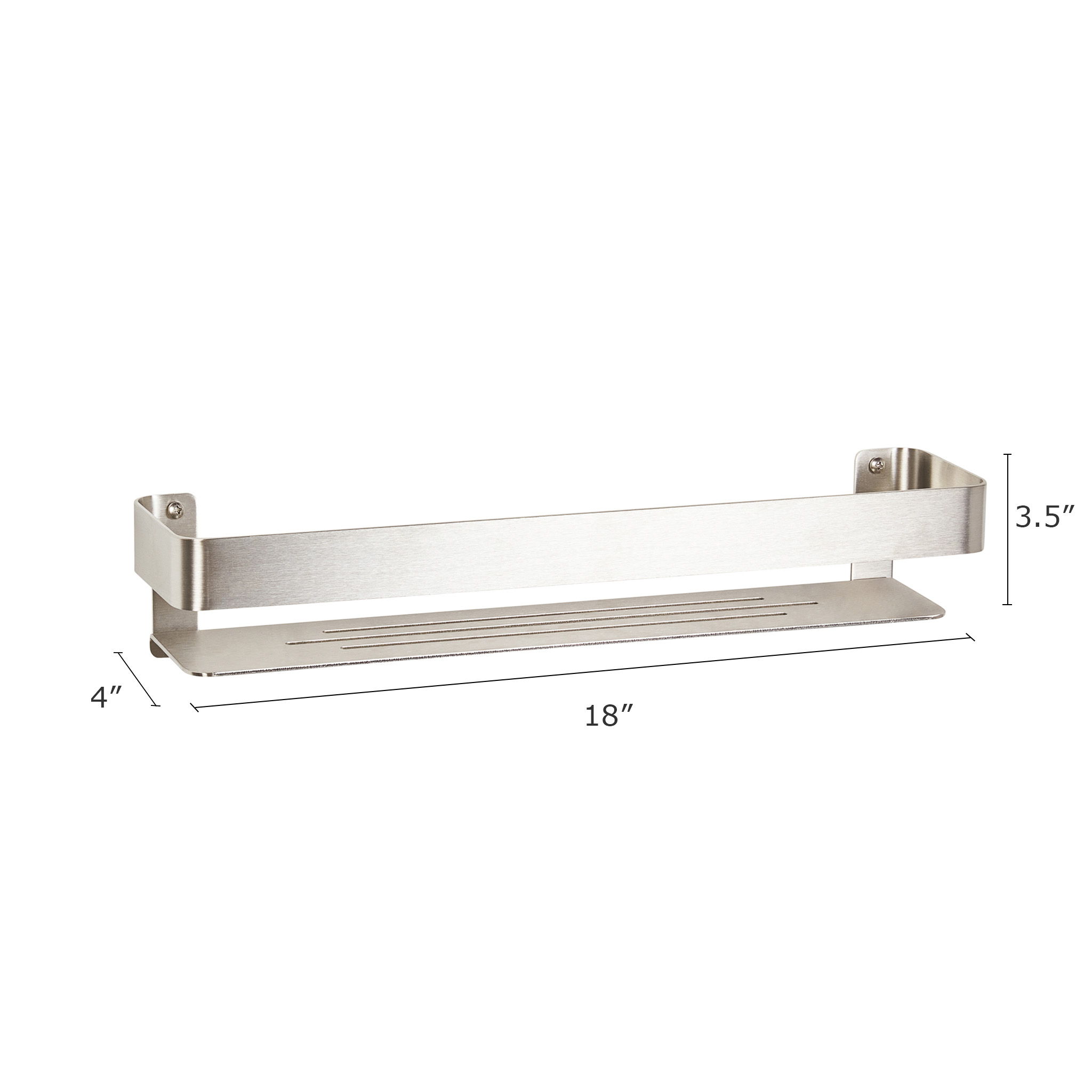 Seachrome 18 in. x 4 in. Rectangular Shower Shelf with Rail in Satin